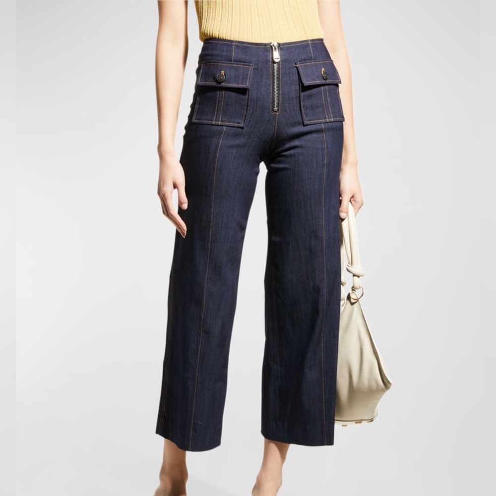 cinq a sept Azure Wide-Leg Stitched Jeans in Blue